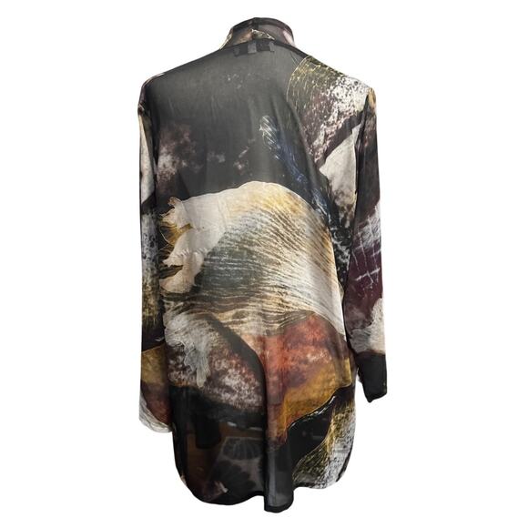 Bryn Walker Sheer Watercolor Art Print Kimono Jacket – Made in USA – Size S - Picture 3 of 8